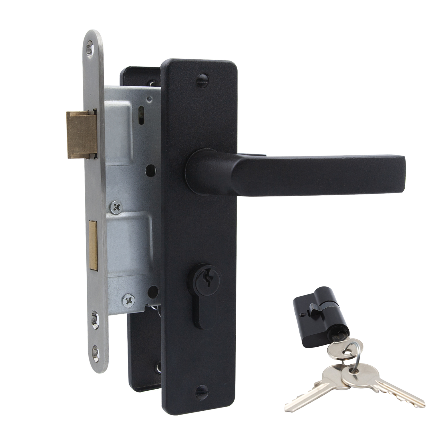 COMPLETE DEURSET ZWART — profielcilinder met sleutels met inclusief insteekslot, cilinder pz55 en 3 sleutels van…