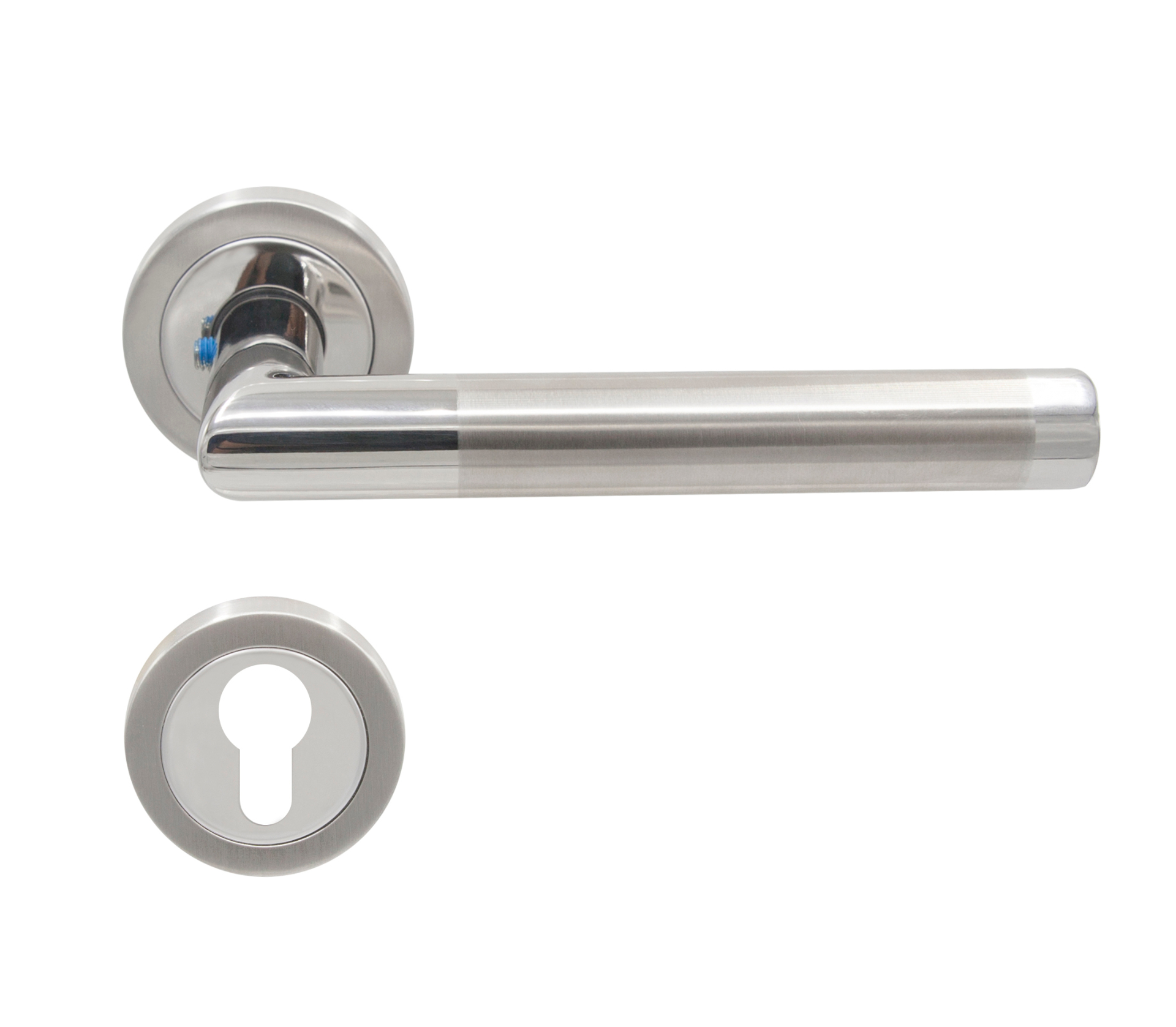Deurkruk RVS – Rond rozet · cilindergat PZ55 | Deurkrukken RVS | Slotman Solutions