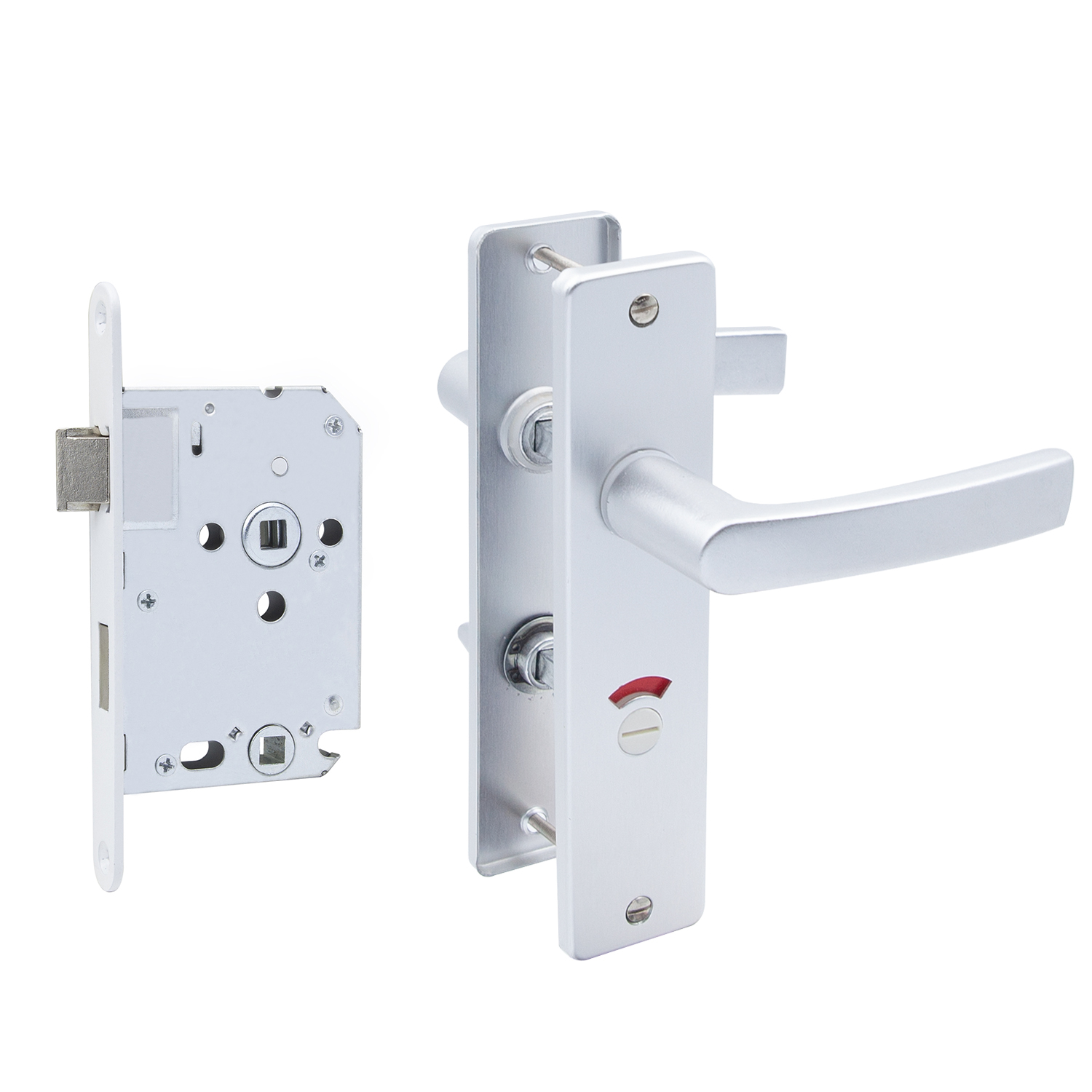 WC Deurset Zilver – 63/8 mm insteekslot inbegrepen | WC Beslag | Slotman Solutions