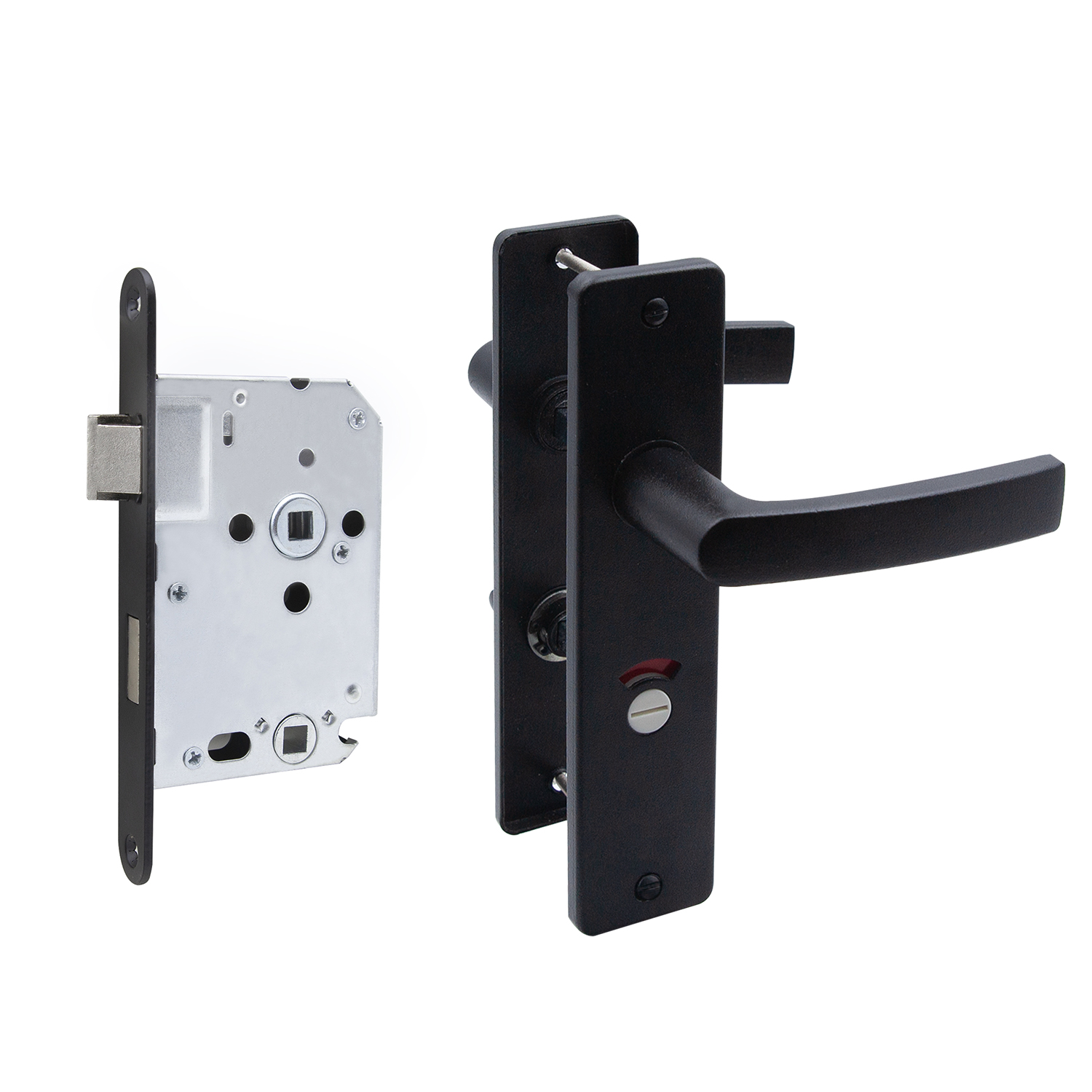 WC Deurset Zwart – 63/8 mm insteekslot inbegrepen | WC Beslag | Slotman Solutions